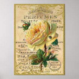 アンティークバラ香水蝶 ポスター
