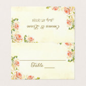 アンティークバラ3.5インチx 2インチ折り曲げ座席表 (外部フラット)