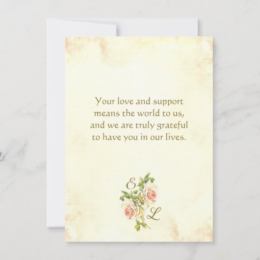 アンティークバラ4.5 x 6.25フラットサンキューカード サンキューカード (裏面)