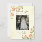 アンティークバラ4.5 x 6.25フラットサンキューカード サンキューカード (正面)