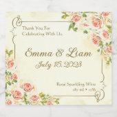 アンティークバラ4 x 3.5ワイきらめくンラベル スパークリングワインラベル (シングルラベル)