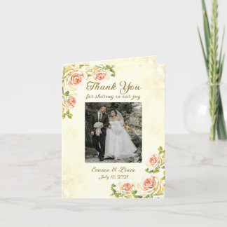 アンティークバラ4 x 5.6折り曲げサンキューカード サンキューカード