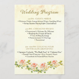 アンティークバラ5 x 7結婚式 プログラムフラット プログラム