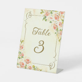 アンティークバラ6 x 8テーブル番号台座記号 台座サイン