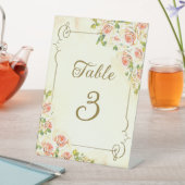 アンティークバラ6x8テーブル番号台座標識 台座サイン (インサイチュ)