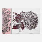 アンティークバラ – お好みの文字ピンク キッチンタオル (横)