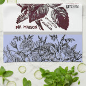 アンティークバラ – お客様の文字の選択 キッチンタオル (折り畳み)