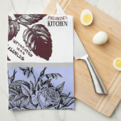 アンティークバラ – お客様の文字の選択 キッチンタオル (四つ折り)