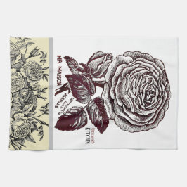 アンティークバラ – お客様の選択文字 キッチンタオル