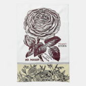 アンティークバラ – お客様の選択文字 キッチンタオル (縦)