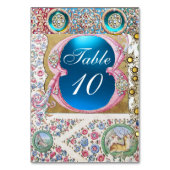 アンティークバラ、ピンクフローラ、青い宝石、真珠 テーブルナンバー (裏面)