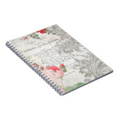 アンティークバラ、刻印された巻物とスクリプト ノートブック (右側)