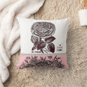 アンティークバラ-文字ピンク クッション (ブランケット)