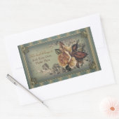 アンティークバラ（青）蔵書票 長方形シール (封筒)