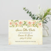 アンティークバラ- 4.5 x 6.25結婚式日付を保存 セーブザデート (スタンド正面)
