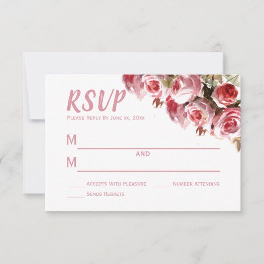アンティークバラ- Wedding RSVP Card 3" x 5" (正面)