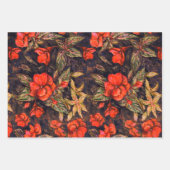 アンティークバルサムフラワーズパターンアート ラッピングペーパーシート (正面3)