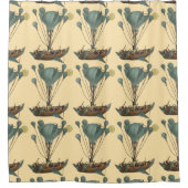 アンティークバルーン航空船アートワーク シャワーカーテン (正面)