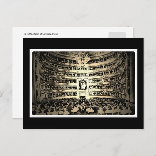 アンティークバレエScala Milanモノクロ写真 ポストカード (正面/裏面)