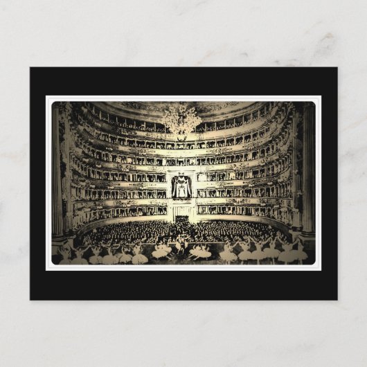 アンティークバレエScala Milanモノクロ写真 ポストカード (正面)