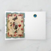 アンティークバレンタインデース、キューピッド、恋人と蝶 シーズンカード (内部)