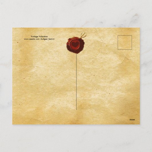 アンティークバレンタインデース、キューピッド、恋人と蝶 シーズンポストカード (裏面)