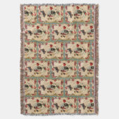 アンティークバレンタインデース、キューピッド、恋人と蝶 スローブランケット (正面縦)