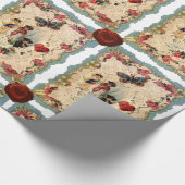 アンティークバレンタインデース、キューピッド、恋人と蝶 ラッピングペーパー (角)