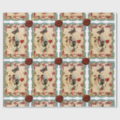 アンティークバレンタインデース、キューピッド、恋人と蝶 ラッピングペーパー (フラット)