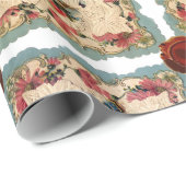 アンティークバレンタインデース、キューピッド、恋人と蝶 ラッピングペーパー (ロールコーナー)