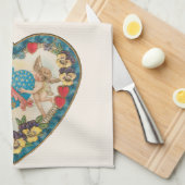 アンティークバレンタインデー、ヴィンテージ天使のハート キッチンタオル (四つ折り)