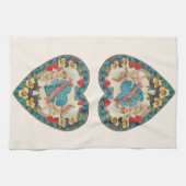 アンティークバレンタインデー、ヴィンテージ天使のハート キッチンタオル (横)