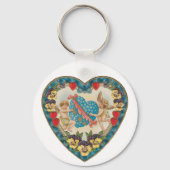 アンティークバレンタインデー、ヴィンテージ天使のハート キーホルダー (正面)