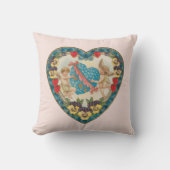 アンティークバレンタインデー、ヴィンテージ天使のハート クッション (正面)