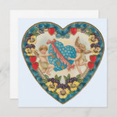 アンティークバレンタインデー、ヴィンテージ天使のハート シーズンカード (正面/裏面)