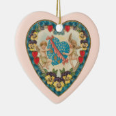 アンティークバレンタインデー、ヴィンテージ天使のハート セラミックオーナメント (右)