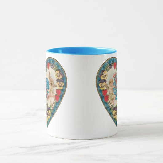 アンティークバレンタインデー、ヴィンテージ天使のハート マグカップ (中央)