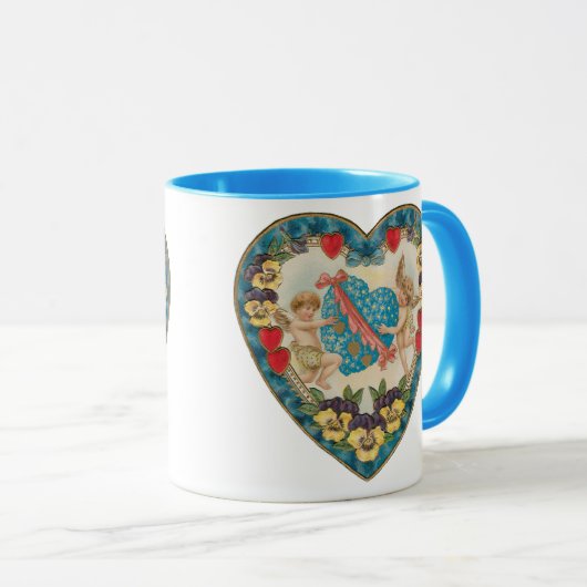 アンティークバレンタインデー、ヴィンテージ天使のハート マグカップ (正面右)