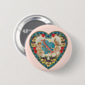 アンティークバレンタインデー、ヴィンテージ天使のハート 缶バッジ (正面&裏面)