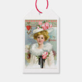 アンティークバレンタインピンクフローラレディ ギフトタグ (正面)
