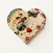 アンティークバレンタインレース,キューピッド,恋人,蝶 ノートブック (裏面)