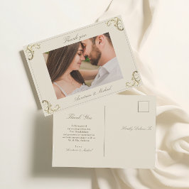 アンティークバロックゴールドの結婚式のお礼 ポストカード
