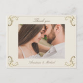 アンティークバロックゴールドの結婚式のお礼 ポストカード (正面)
