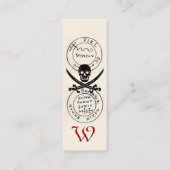 アンティークパイレーツトレジャーマップ、スカルと剣 スキニー名刺 (裏面)