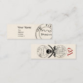 アンティークパイレーツトレジャーマップ、スカルと剣 スキニー名刺 (正面/裏面)