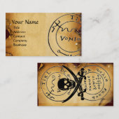 アンティークパイレーツトレジャーマップ、スカルと剣 名刺 (正面/裏面)