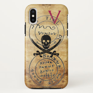 アンティークパイレーツトレジャーマップ、スカルと剣 iPhone XSケース