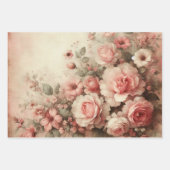 アンティークパステルピンクローズブークスデクページ ラッピングペーパーシート (正面3)