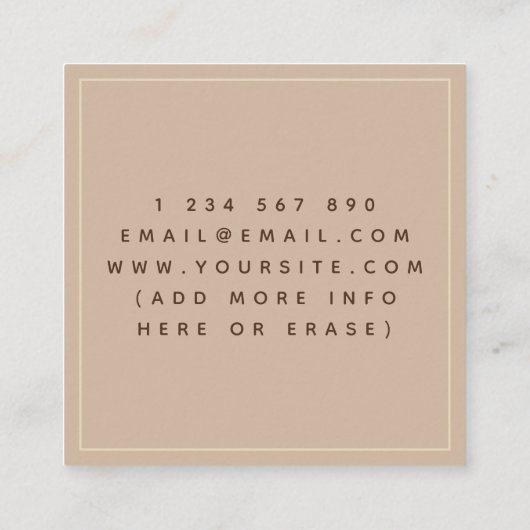 アンティークパステルブラウンブックフリーランスのライターヴィンテージ スクエア名刺 (裏面)