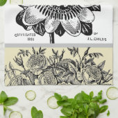 アンティークパッションフラワー – あなたの選択文字 キッチンタオル (折り畳み)